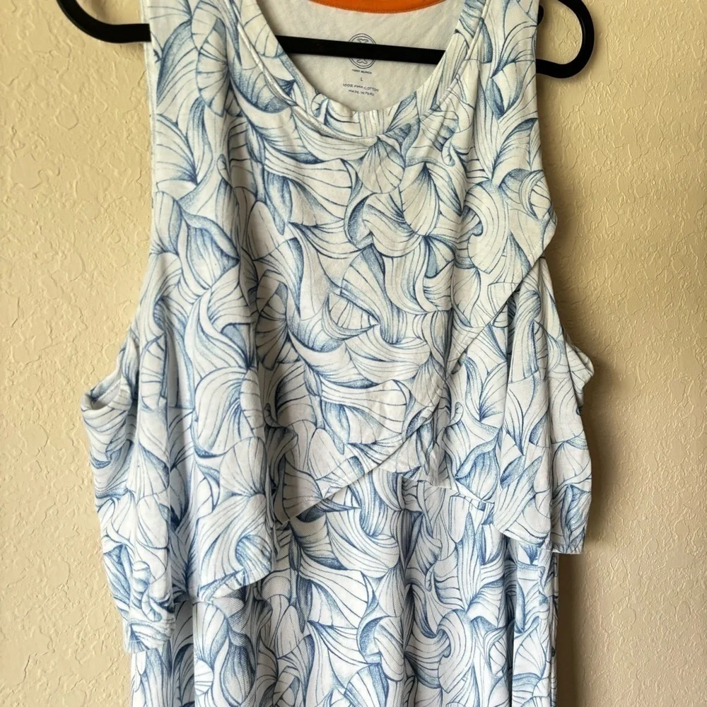 Tory Burch | Women's Flowy Coastal Kaley Pima Cotton Dress Size Large Blue White